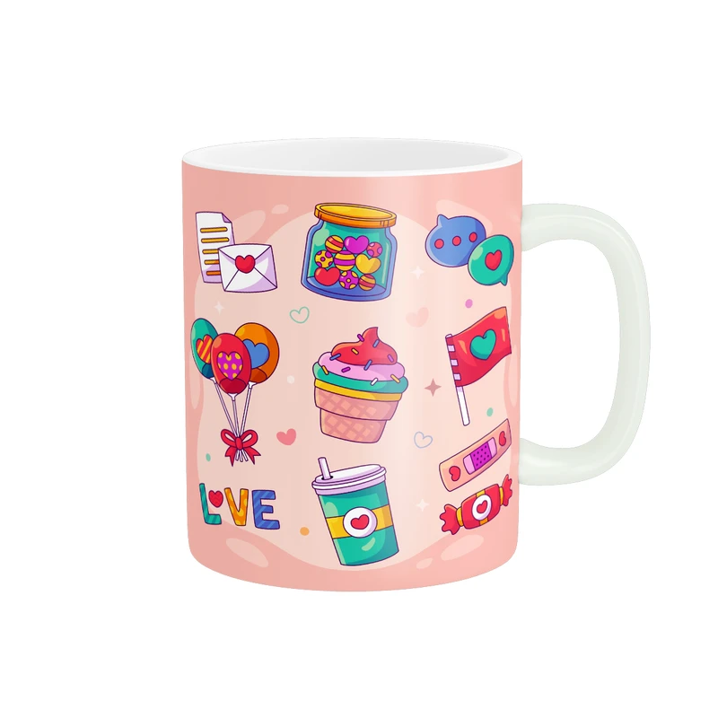 ماگ پادآفرین مدل عشق طرح قلب LOVE گل کد PM1664