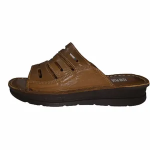 دمپایی زنانه آذر پلاس مدل سه بند رنگ گردویی