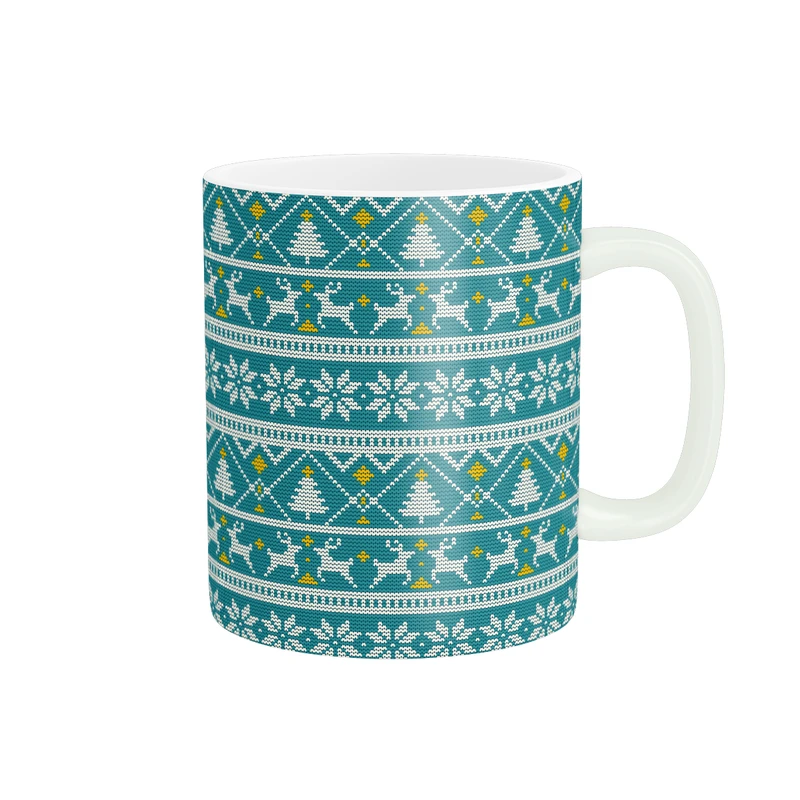 ماگ طرح الگوی زمستانی برف و درخت و گوزن کد 1551