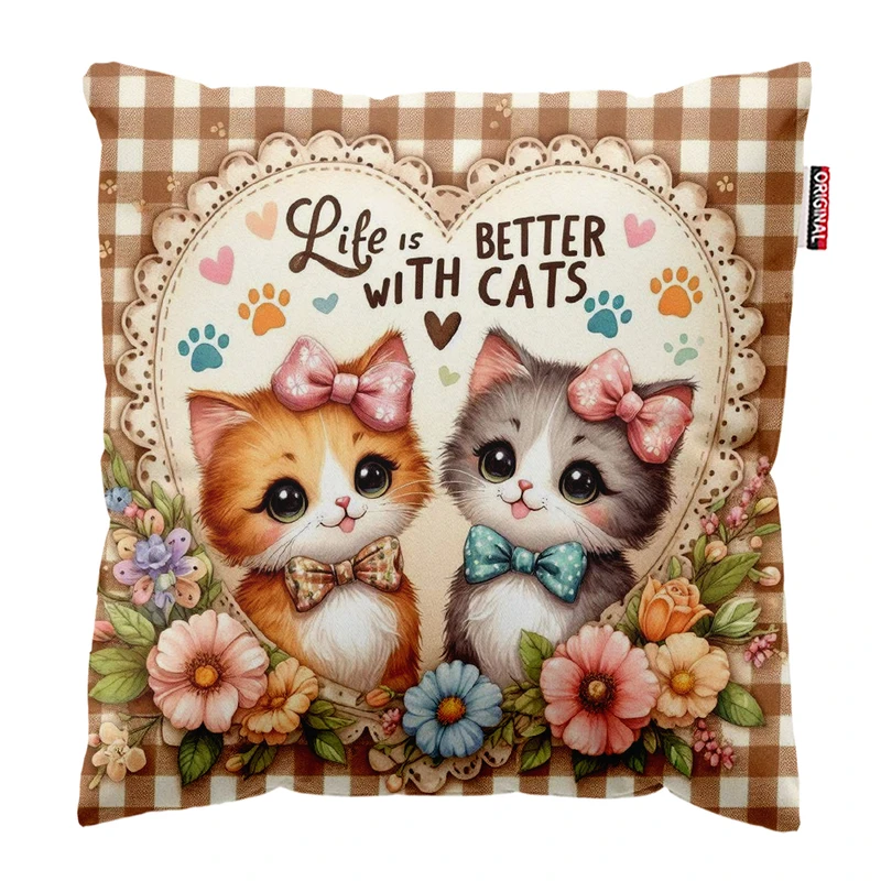 کوسن پاد آفرین مدل گربه کیوت بامزه فانتزی کد PK301939 سایز 30*30 سانتی متر