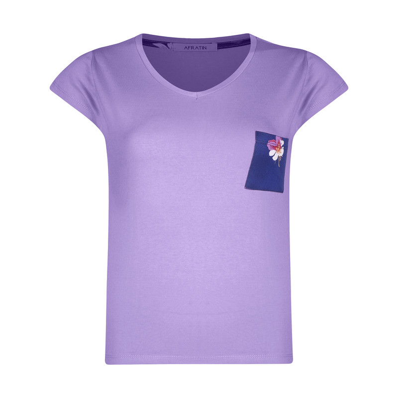 ست تی شرت و شلوارک زنانه افراتین مدل زرپران کد 6595 رنگ بنفش