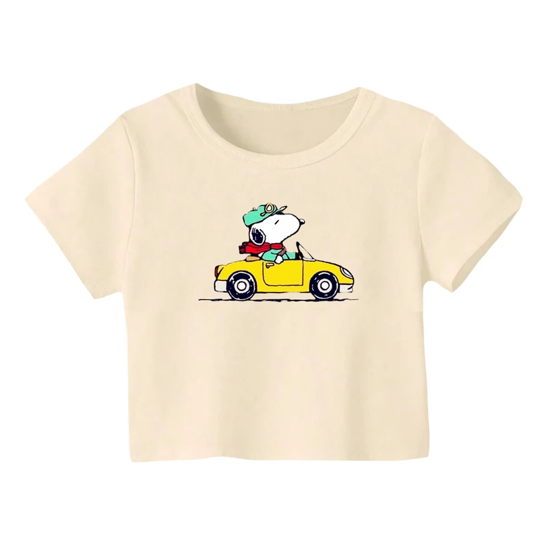 کراپ‌ تی‌شرت آستین کوتاه زنانه مدل اسنوپی کد 27