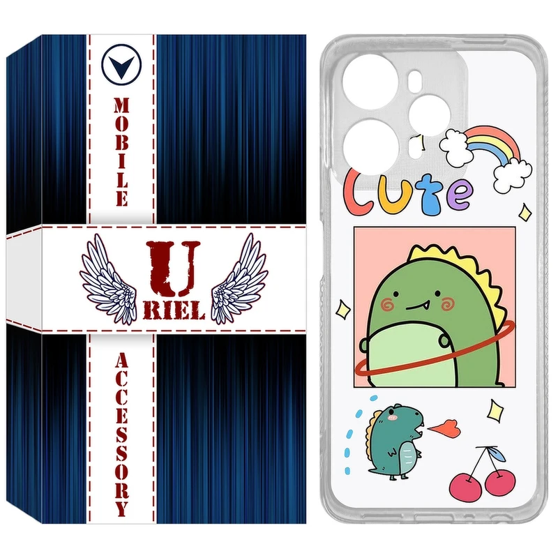 کاور یوریل مدل Clear کد 20 طرح دایناسور مناسب برای گوشی موبایل وکال V1 / V1 Plus