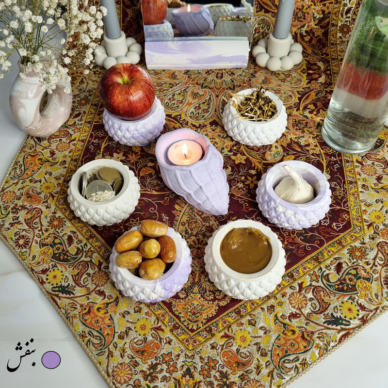 مجموعه ظروف هفت سین 10 پارچه مدل ثمینا طرح سنگ کد C01