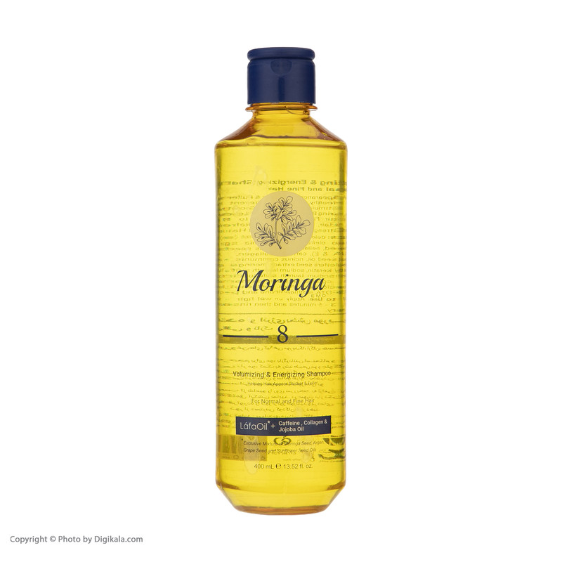 شامپو حجم‌دهنده و انرژی‌بخش مورینگا اِمو مدل 8 موهای معمولی و نازک 400 میلی لیتر