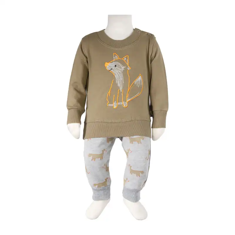 ست سویشرت و شلوار نوزادی آدمک مدل روباه کد 110013