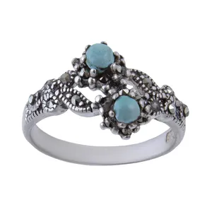 انگشتر نقره زنانه بازرگانی میلادی مدل  فیروزه اصل نیشابور کد AW_176