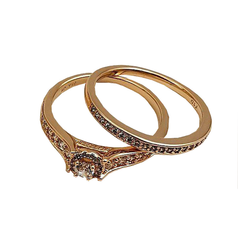 انگشتر زنانه ژوپینگ مدل حلقه و تکداش xp2273 مجموعه 2 عددی