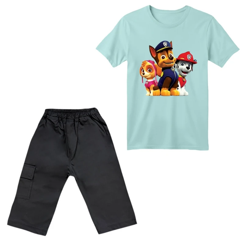 ست تی‌شرت آستین کوتاه و شلوارک پسرانه مدل سگ نگهبان کد ۱۰