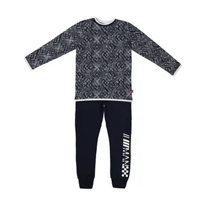 ست تیشرت و شلوار بچگانه طرح لوزی کد N39 رنگ سرمه ای 