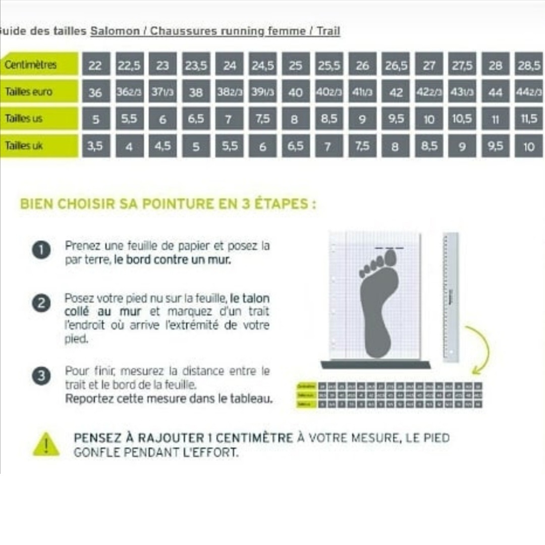 Guide outlet pointure salomon