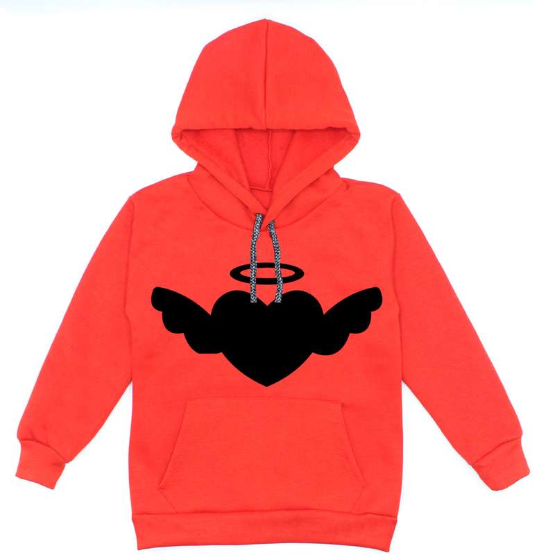هودی دخترانه مدل قلب فرشته A42 رنگ قرمز