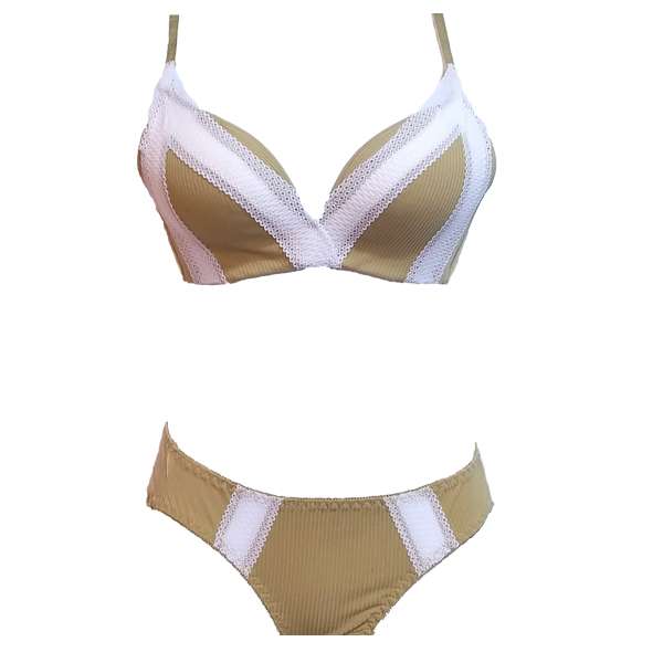 ست شورت و سوتین زنانه مدل کبریتی خردلی