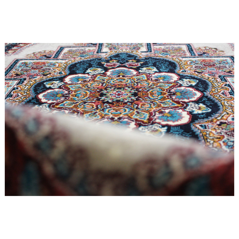 فرش ماشینی مدل بیضی طرح ناردون زمینه فیلی