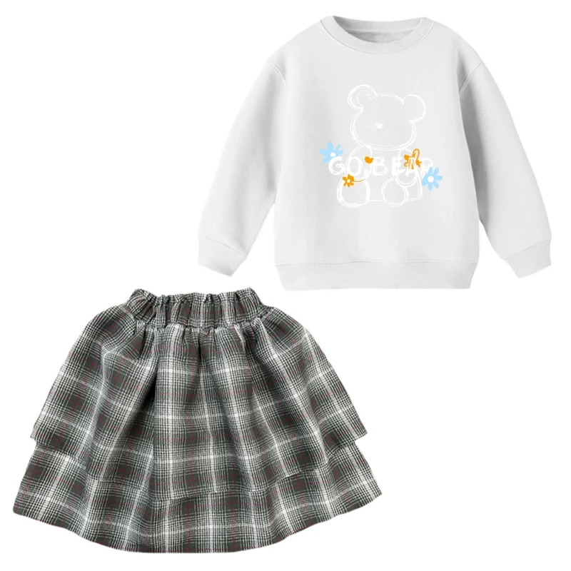 ست سویشرت و دامن دخترانه مدل گل و پروانه