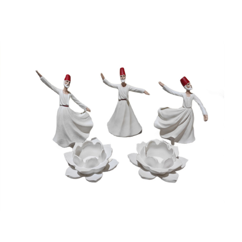 جاشمعی طرح گل مرداب و رقص سماع مجموعه 5 عددی