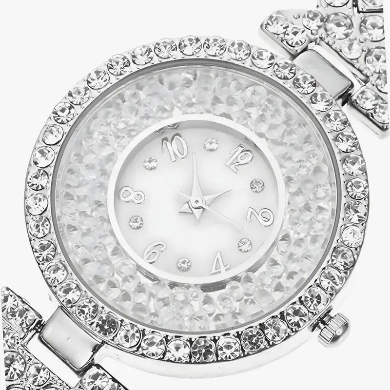 ساعت مچی عقربه ای زنانه مدل دور شنی بند نگینی فول استون 1