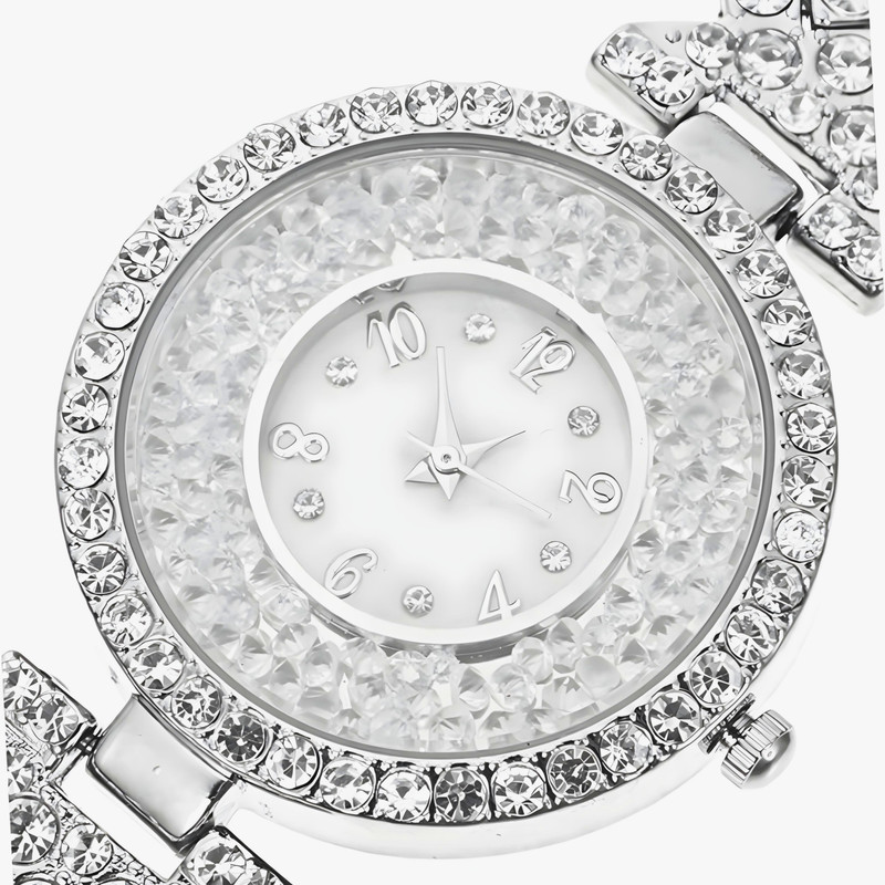 ساعت مچی عقربه ای زنانه مدل دور شنی بند نگینی فول استون 1