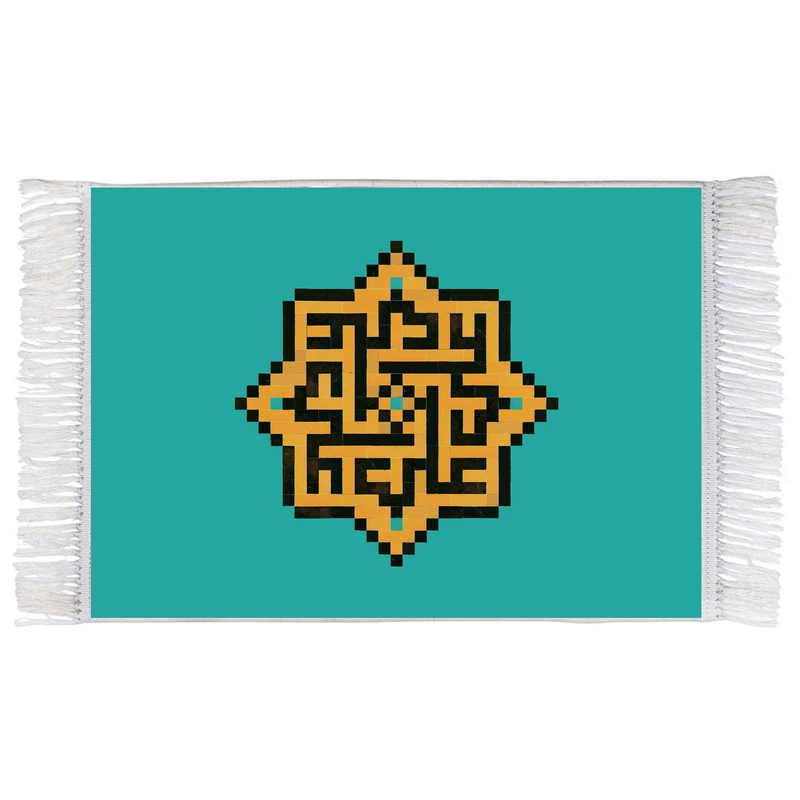 فرش ماشینی دیوارکوب اطلس آبی مدل علی کد T3773