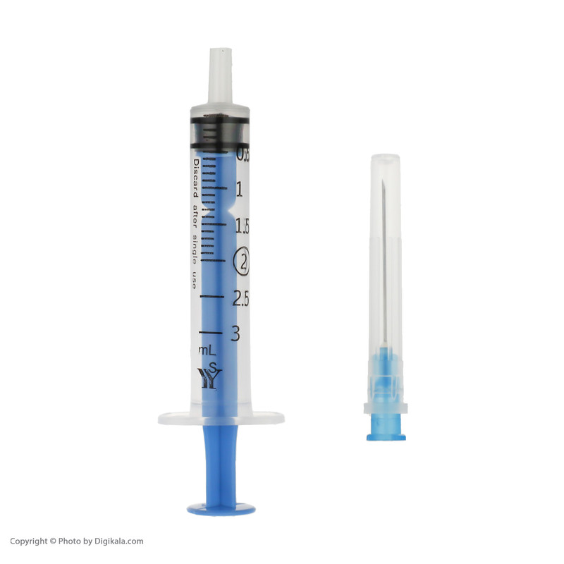 سرنگ 2 سی سی یزد مدل پیستون دار لوئر اسلیپ بسته 500 عددی