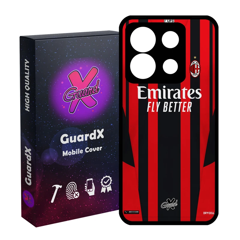 کاور گارد ایکس طرح AC Milan مدل Glass10399 مناسب برای گوشی موبایل شیائومی Redmi Note 13 5G
