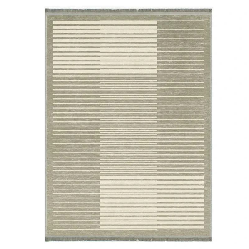 فرش ماشینی 1000 شانه هانوکس زمینه کرم حاشیه طوسی کرم مدل مینیمال کد HANM.0018.4