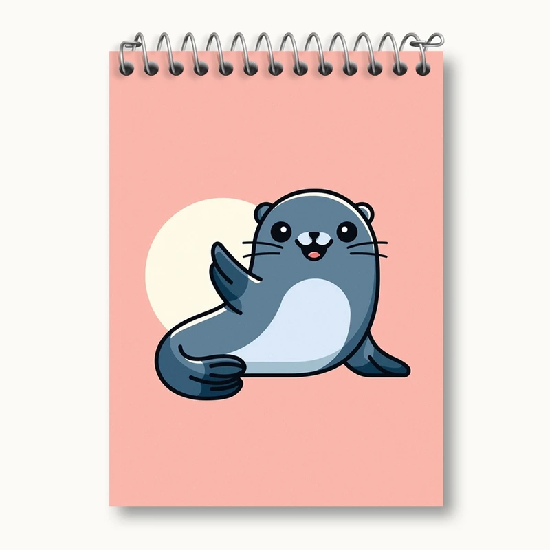 دفتر یادداشت 50 برگ خندالو مدل حیوانات آبزی شیر دریایی کد 28161