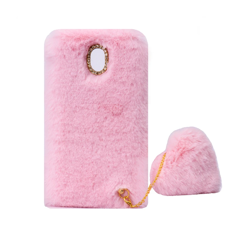 کاور طرح دخترانه مدل خزدار پشمالو مناسب برای گوشی موبایل سامسونگ Galaxy C8 به همراه آویز