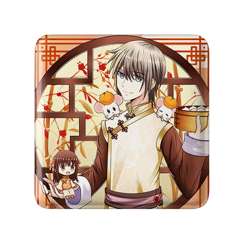 پیکسل خندالو طرح یوکی انیمه سبد میوه مدل مربعی کد 33992