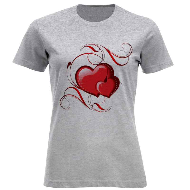 تیشرت آستین کوتاه زنانه طرح قلب کد W160