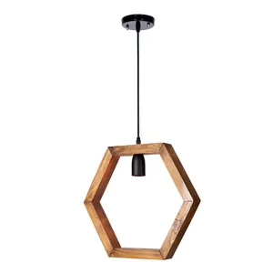 چراغ آویز ای دی ام وود مدل شش ضلعی کد W-03