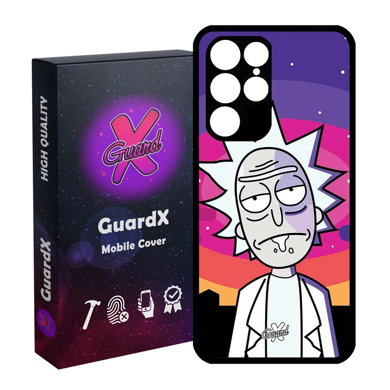 کاور گارد ایکس طرح Rick and Morty مدل Glass10099 مناسب برای گوشی موبایل سامسونگ Galaxy S22 Ultra