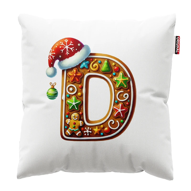 کوسن پاد آفرین مدل کریسمس طرح حرف D کد PK402657 سایز 40*40 سانتی متر 