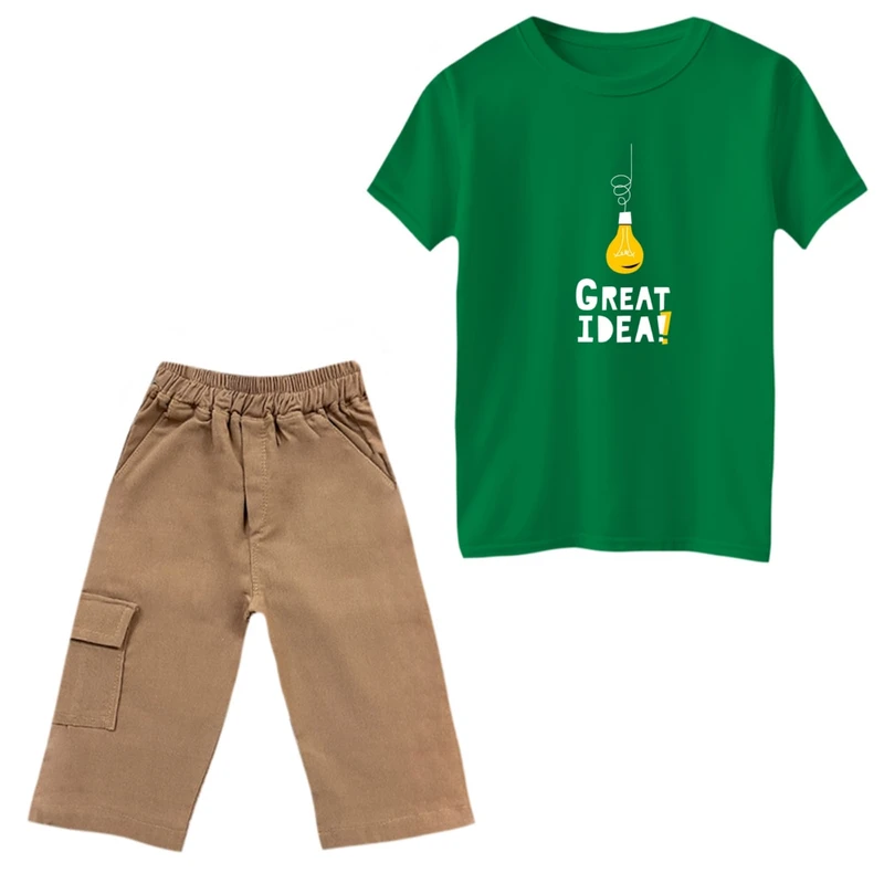 ست تی‌شرت و شلوارک پسرانه مدل ایده بزرگ