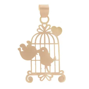 آویز گردنبند طلا 18 عیار زنانه قیراط طرح پرنده و قفس کد GH3851