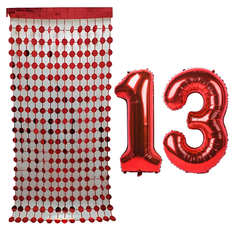 بادکنک فویلی مستر تم طرح عدد 13 به همراه ریسه تزئینی بسته 3 عددی
