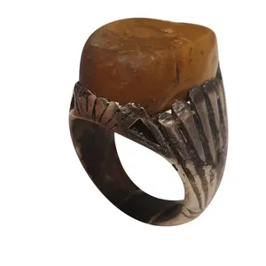 انگشتر نقره مردانه مدل جاسپر فسیلی کد JF217230