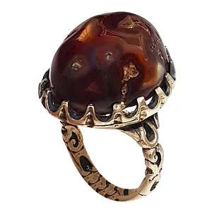 انگشتر نقره مردانه مدل عقیق سلیمانی معدنی اصل ASMA7