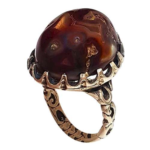 انگشتر نقره مردانه مدل عقیق سلیمانی معدنی اصل ASMA7