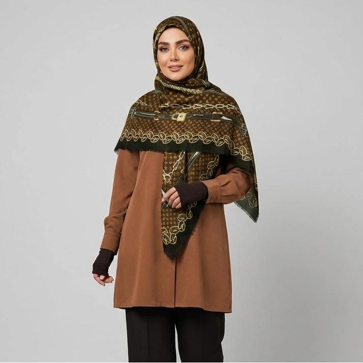 روسری زنانه مدل نخ‌ پنبه دور ریش کد SIA1
