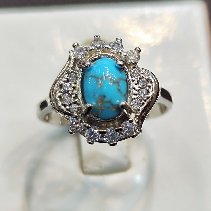 انگشتر نقره زنانه سنگ فیروزه نیشابور کد27