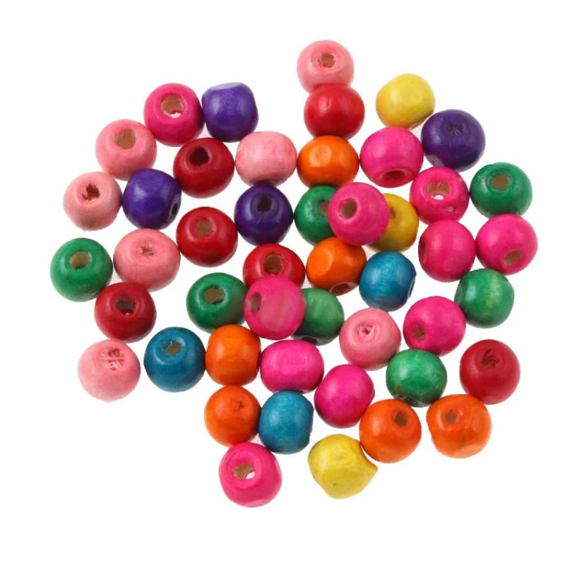 مهره دستبند مدل چوبی رنگین کمانی کد 05 بسته 400 عددی