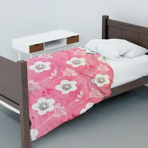  پتو مسافرتی یک نفره شاران هوم طرح گل مخملی سایز 140×200 سانتی متر