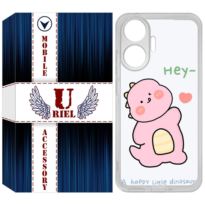 کاور یوریل مدل Clear کد 26 طرح دایناسور صورتی مناسب برای گوشی موبایل شیائومی Poco F7