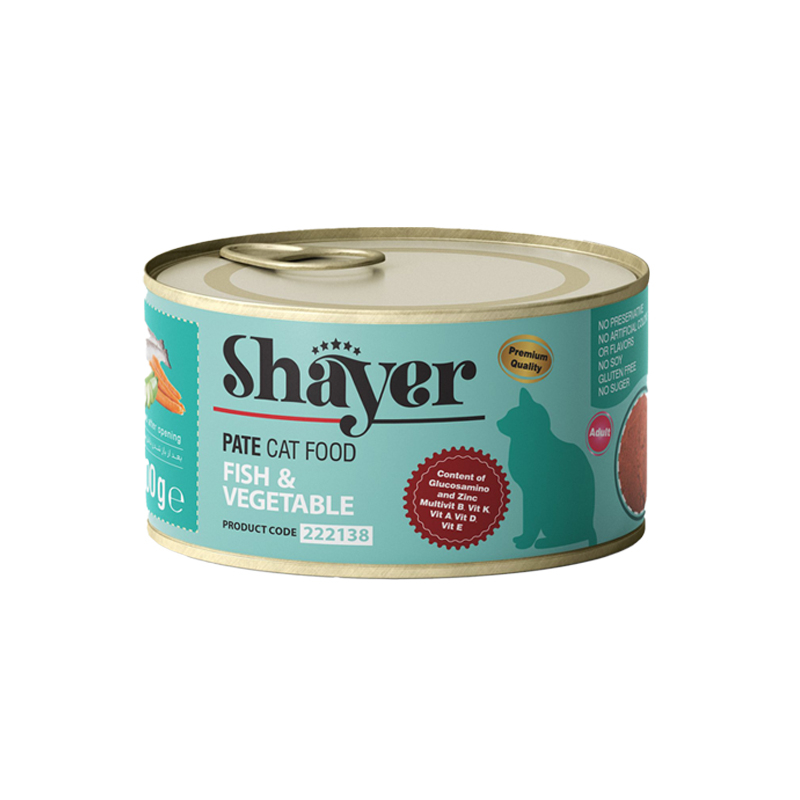 کنسرو غذای گربه شایر مدل Fish&Veg وزن 200 گرم