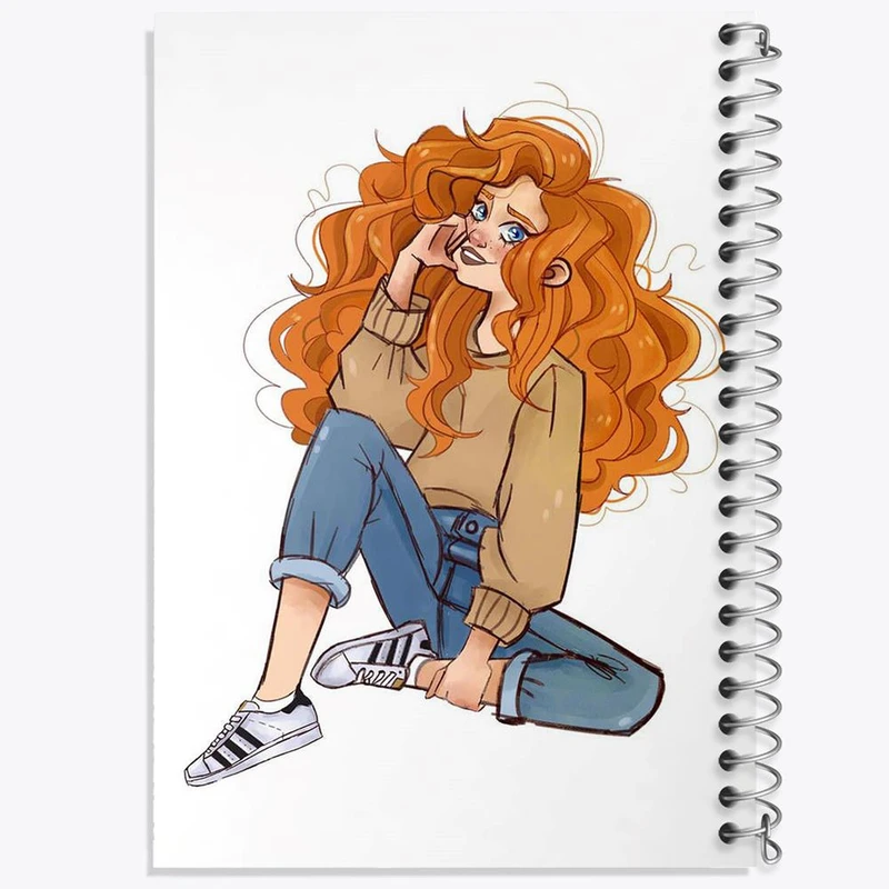 دفتر ژورنال نویسی 50 برگ خندالو مدل نقطه ای طرح دختر مو فرفری کد 28793