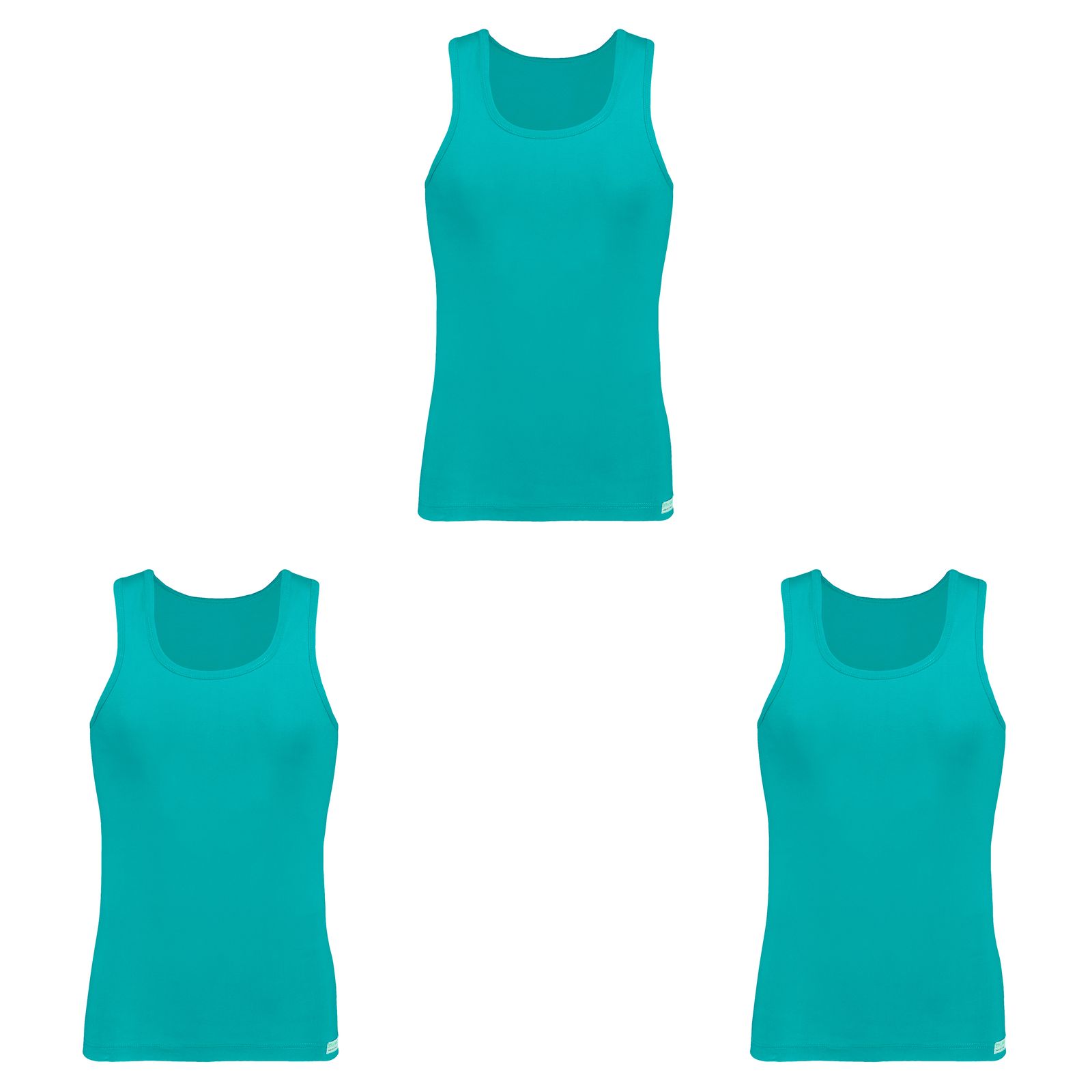 زیرپوش رکابی مردانه برهان تن پوش مدل 8-01 رنگ سبز آبی بسته 3 عددی