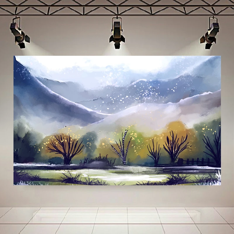 پوستر طرح مخمل نقاشی مدل کوهستان برفی کد PD130983