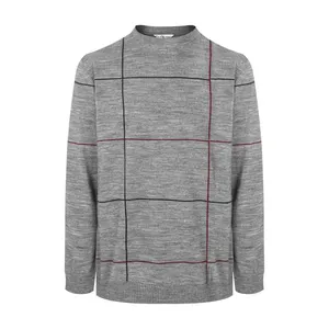 پلیور یقه گرد مردانه مدل خط دار