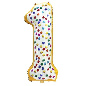 بادکنک فویلی لاکی بالونز طرح عدد 1 مدل دونات